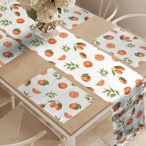 Orange Blossom Fern Table Runner and Placemat Set